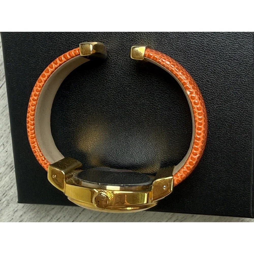 Joan Rivers Orange Gold Toned Wristwatch Adjustable Buckle Band Japan Movement
